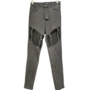 Fashion Nova Black Cutout Skinny Jeans 🔥 Size 9 NWT